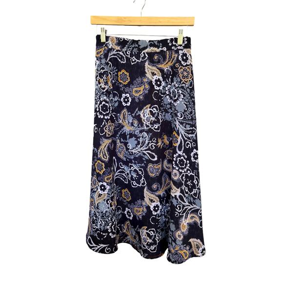 Coldwater Creek Women's Reversible Skirt Size 2X (20-22) Blue Paisley - Picture 1 of 3